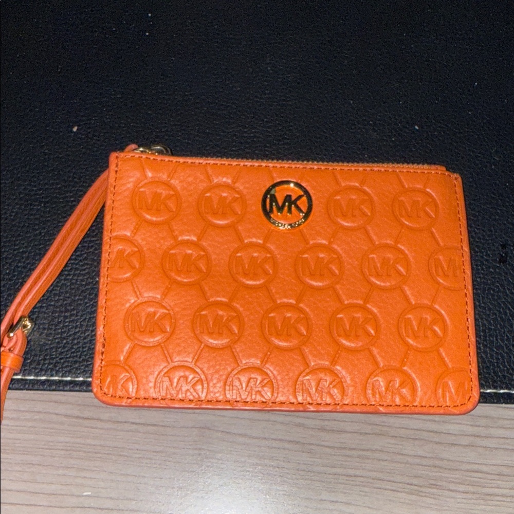 Michael Kors Vibrant Orange Zipper Wristlet
